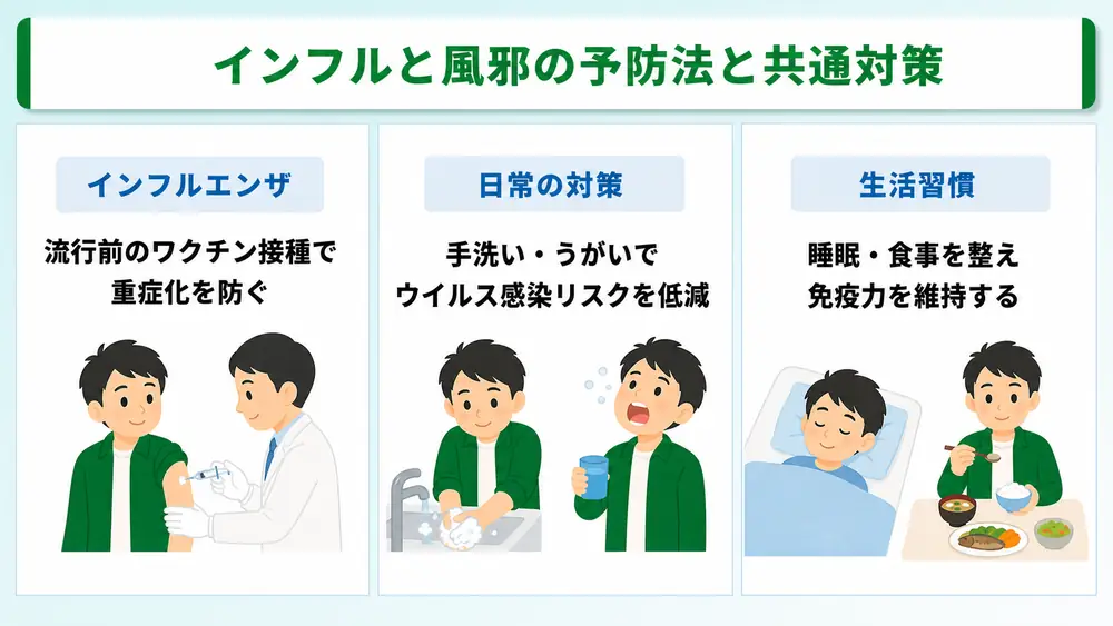 インフルと風邪の予防法と共通対策