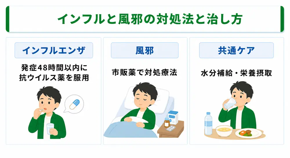 インフルと風邪の対処法と治し方